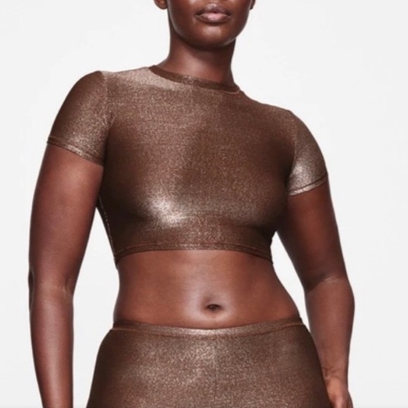Skims Shimmer Cropped TShirt Top - Picture 2 of 6